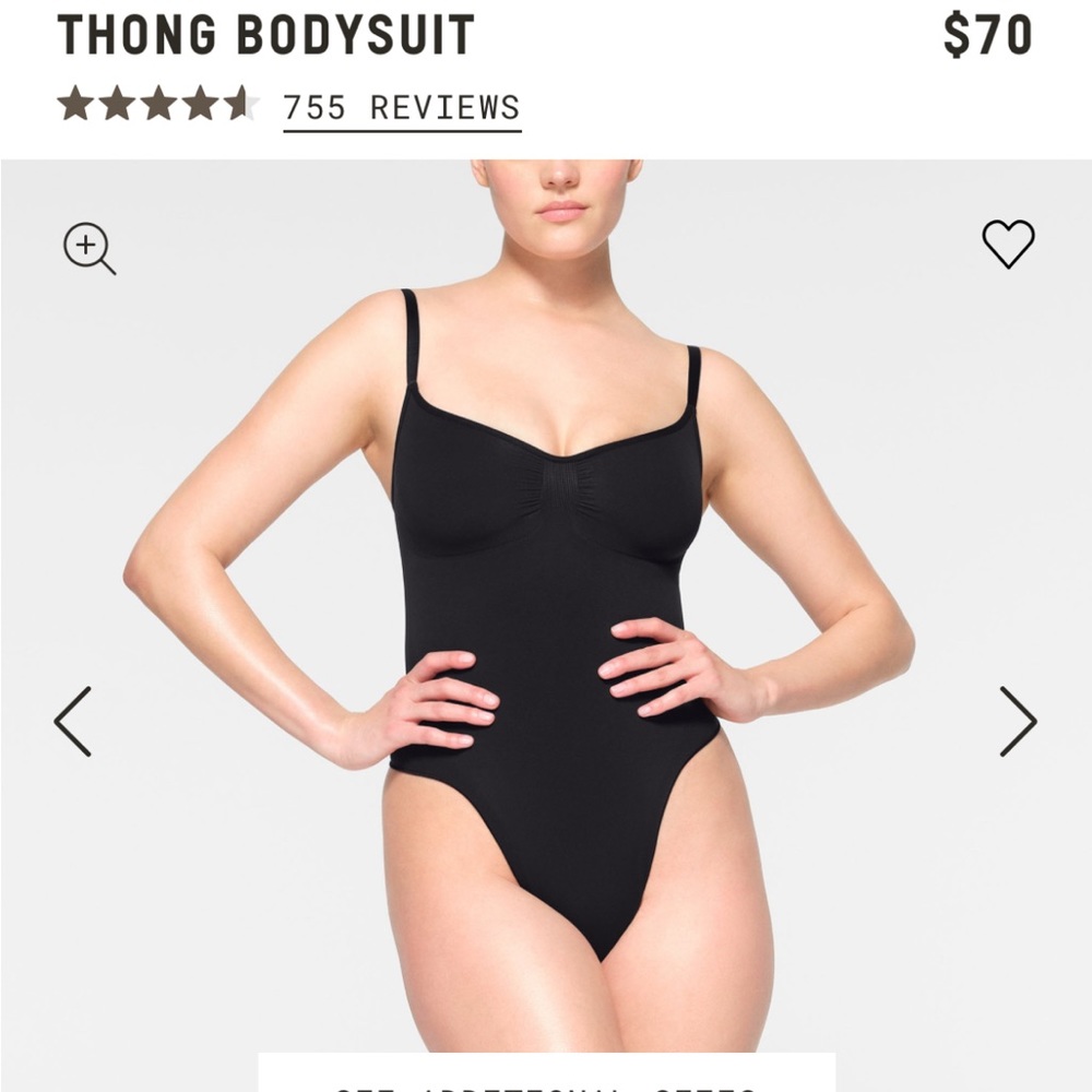 SKIMS Black Thong Bodysuit